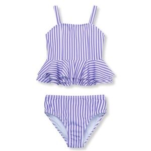 Habitual Girls’ Ruffle Two-Piece Swimsuit, Purple Stripe - Size 2